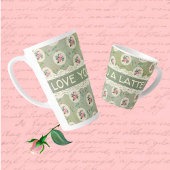  gepersonaliseerd Roos doily vervaagd groen damast Koffiemok