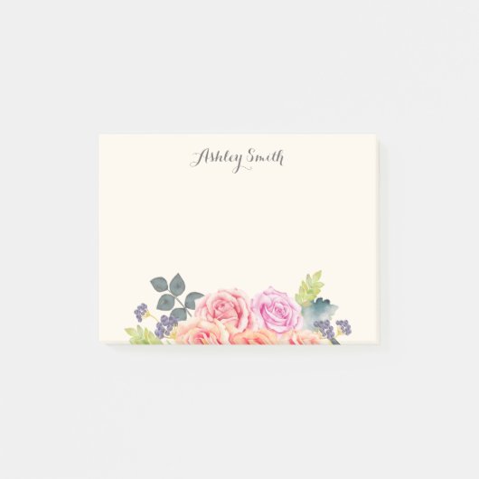 Gepersonaliseerd Roos Floral Girly Flowers Post-it® Notes (Voorkant)