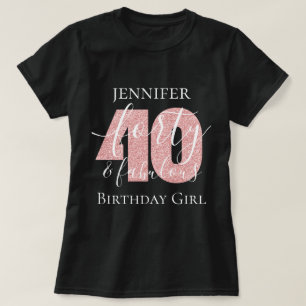 Gepersonaliseerd Roos Gold 4 Fab Birthday Glitter T-shirt