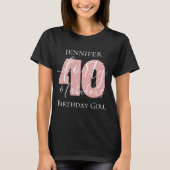 Gepersonaliseerd Roos Gold 4 Fab Birthday Glitter T-shirt (Voorkant)