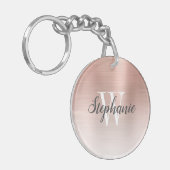 Gepersonaliseerd Roos Gold geborsteld metaal monog Sleutelhanger (Voorkant Links)