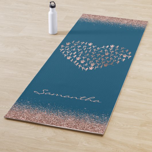 Gepersonaliseerd Roos Gold Heart Poses Namaste Yog Yogamat (In situ)