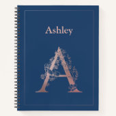 Gepersonaliseerd Roos Gold Monogram Initiaal A Notitieboek (Voorkant)