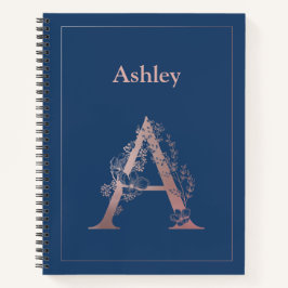 Gepersonaliseerd Roos Gold Monogram Initiaal A Notitieboek