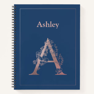 Gepersonaliseerd Roos Gold Monogram Initiaal A Notitieboek
