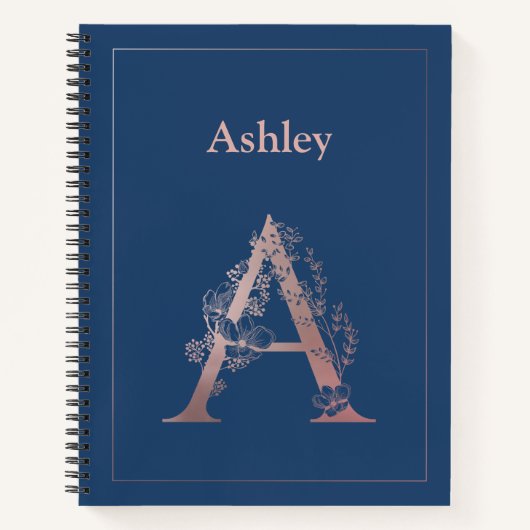 Gepersonaliseerd Roos Gold Monogram Initiaal A Notitieboek (Voorkant)