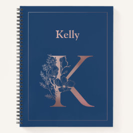 Gepersonaliseerd Roos Gold Monogram Initiaal K Notitieboek