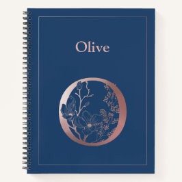 Gepersonaliseerd Roos Gold Monogram Initiaal O Notitieboek