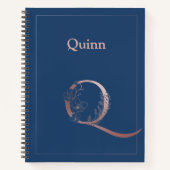 Gepersonaliseerd Roos Gold Monogram Initiaal Q Notitieboek (Voorkant)