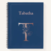 Gepersonaliseerd Roos Gold Monogram Initiaal T Notitieboek (Voorkant)