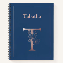 Gepersonaliseerd Roos Gold Monogram Initiaal T Notitieboek