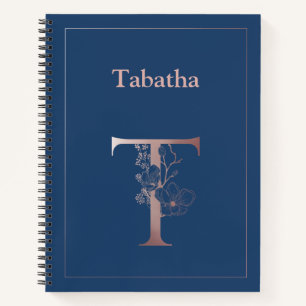 Gepersonaliseerd Roos Gold Monogram Initiaal T Notitieboek