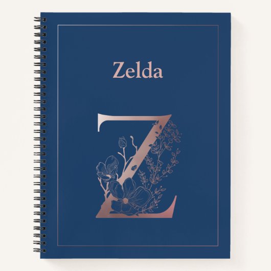 Gepersonaliseerd Roos Gold Monogram Initiaal Z Notitieboek (Voorkant)