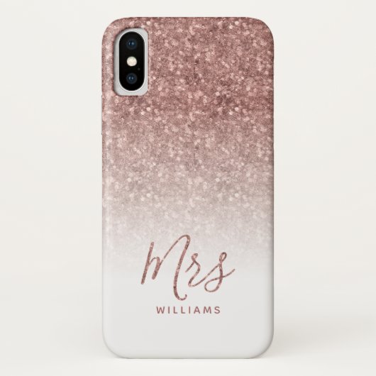 Gepersonaliseerd Roos Gold Sparkle Glitter Mrs Bri Case-Mate iPhone Case (Achterkant)