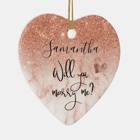 Gepersonaliseerd Roos Gold Wil je me voorstellen? Keramisch Ornament (Rechts)