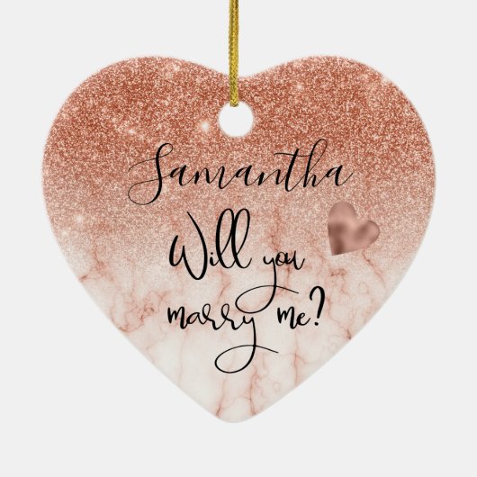 Gepersonaliseerd Roos Gold Wil je me voorstellen? Keramisch Ornament (Achterkant)