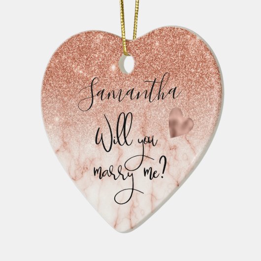 Gepersonaliseerd Roos Gold Wil je me voorstellen? Keramisch Ornament (Links)