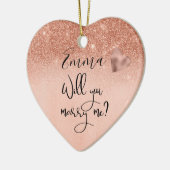 Gepersonaliseerd Roos Gold Wil je me voorstellen? Keramisch Ornament (Links)