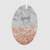 Gepersonaliseerd Roos Goud Glitter Marmer Ornament (voorkant)