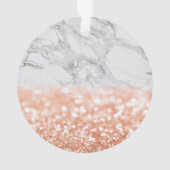 Gepersonaliseerd Roos Goud Glitter Marmer Ornament (achterkant)