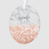 Gepersonaliseerd Roos Goud Glitter Marmer Ornament (voorkant)