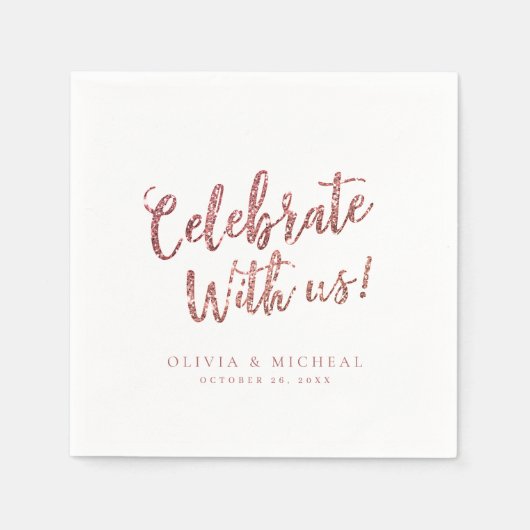 Gepersonaliseerd roos goud glitter viert met ons servet (Voorkant)