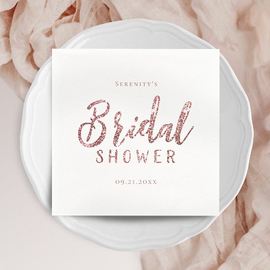 Gepersonaliseerd roos goud glitter vrijgezellenfee servet