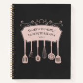 Gepersonaliseerd Roos Goud Keukengerei Recept Notitieboek (Voorkant)