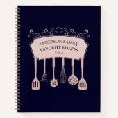 Gepersonaliseerd Roos Goud Keukengerei Recept Notitieboek (Voorkant)