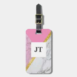 Gepersonaliseerd Roos Goud Marmer Roze Bagagelabel
