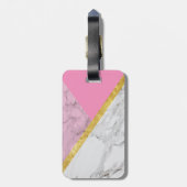 Gepersonaliseerd Roos Goud Marmer Roze Bagagelabel (Achterkant verticaal)
