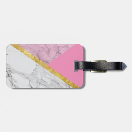 Gepersonaliseerd Roos Goud Marmer Roze Bagagelabel (Achterkant horizontaal)