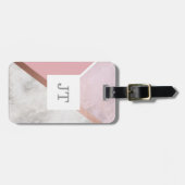 Gepersonaliseerd Roos Goud Marmeren Effect Bagagel Bagagelabel (Voorkant horizontaal)