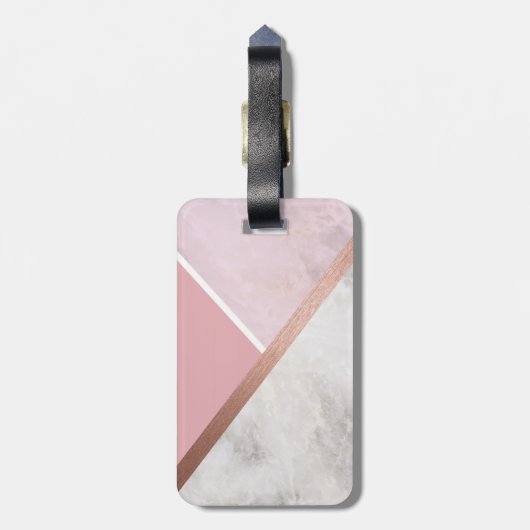 Gepersonaliseerd Roos Goud Marmeren Effect Bagagel Bagagelabel (Achterkant verticaal)