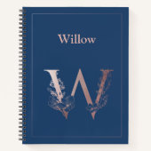 Gepersonaliseerd Roos Goud Monogram Initiaal W Notitieboek (Voorkant)