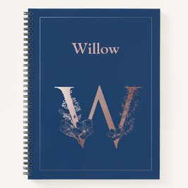 Gepersonaliseerd Roos Goud Monogram Initiaal W Notitieboek