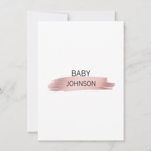 Gepersonaliseerd Roos Goud Roze Wit Meisje Baby sh Kaart (Achterkant)