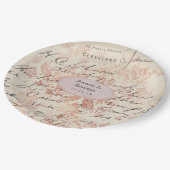 Gepersonaliseerd Roos Goud Shabby-Chic Bruiloft Papieren Bordje (Gekanteld)