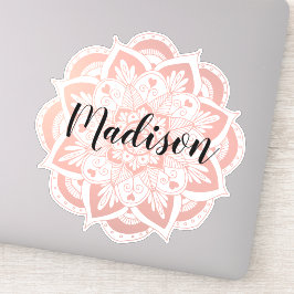 Gepersonaliseerd Roos Gouden Bloem Mandala Sticker