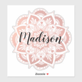 Gepersonaliseerd Roos Gouden Bloem Mandala Sticker