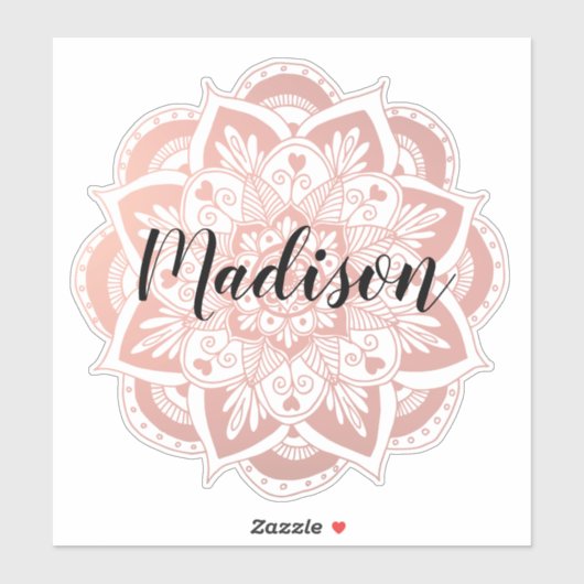 Gepersonaliseerd Roos Gouden Bloem Mandala Sticker (Vel)