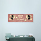 Gepersonaliseerd Roos Gouden Glitter 40ste Verjaar Spandoek (Beurs)