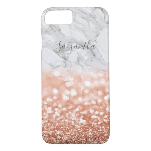 Gepersonaliseerd Roos Gouden Glitter Marmeren iPho Case-Mate iPhone Case (Achterkant)