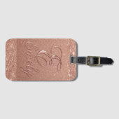 Gepersonaliseerd Roos Gouden Glitter Naam Design – Bagagelabel (Voorkant (horizontaal))