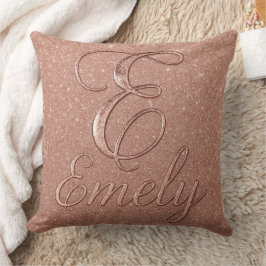 Gepersonaliseerd Roos Gouden Glitter Naam Design – Kussen