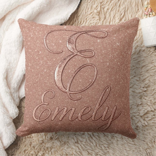 Gepersonaliseerd Roos Gouden Glitter Naam Design – Kussen (Deken)