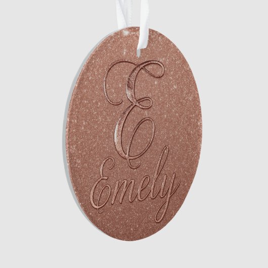 Gepersonaliseerd Roos Gouden Glitter Naam Design – Ornament (voorkant)