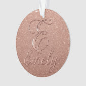 Gepersonaliseerd Roos Gouden Glitter Naam Design – Ornament (voorkant)