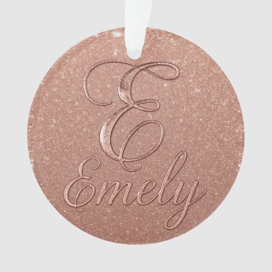 Gepersonaliseerd Roos Gouden Glitter Naam Design – Ornament (voorkant)