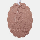 Gepersonaliseerd Roos Gouden Glitter Naam Design – Ornament Kaart (Links)